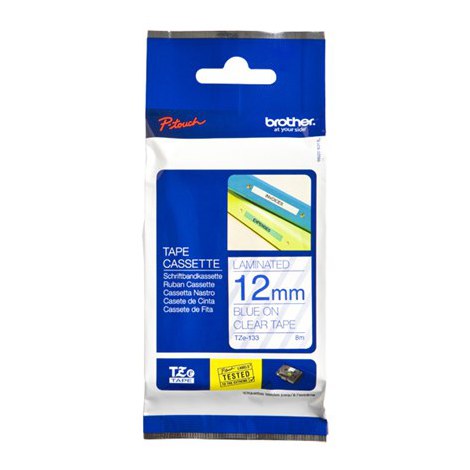 Brother | 133 | Laminated tape | Thermal | Blue on clear | Roll (1.2 cm x 8 m) - 3